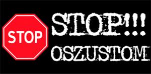 plakat z napisem stop oszustom