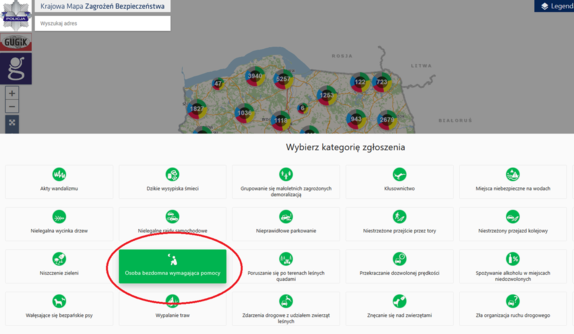 zdjęcie ekranu z geoportalu KMBZ