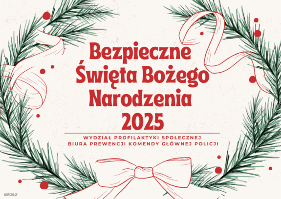napis bezpieczne Święta Bożego Narodzenia 2025