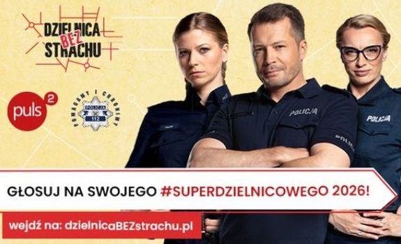 plakat z policjantami, super dzielnicowy